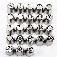 TANGCHU 23 Piece Cake Decorating Russian Russian Nozzles Tip Set, Silver N2