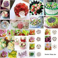 TANGCHU 23 Piece Cake Decorating Russian Russian Nozzles Tip Set, Silver N3