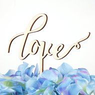 LOVENJOY with Gift Box LOVE Monogram Wedding Engagement Cake Topper Rustic Wood (5.9-inch) N2