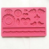 1 X Food Use Grade Sugarcraft Bird Romance theme LACE SILICONE MOULD, sugar paste fondant icing mold, include...