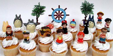 TOTORO and FRIENDS 18 Piece Birthday CUPCAKE Topper Set Featuring 14 Random Totoro and Friends Figures - Decorative... N5