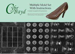 Cybrtrayd BUN-M033M034M035 3-Piece Chess and Checkers Pieces and Board Chocolate Molds