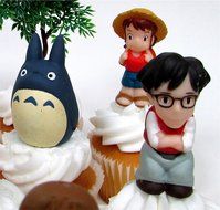 TOTORO and FRIENDS 18 Piece Birthday CUPCAKE Topper Set Featuring 14 Random Totoro and Friends Figures - Decorative... N6