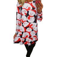 Xmas Print Swing Dress,Morecome Ladies Christmas LongSleeve Flared Party Dresses (M, Black) N3