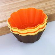 Astra Gourmet Silicone Flower Shape Reusable Cupcake and Muffin Baking Cups, 12 Pack(Random Color)