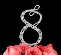 LOVENJOY with Gift Box Number 2 2nd Rhinestone Crystal Birthday Cake Topper Silver N6