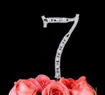 LOVENJOY with Gift Box Number 2 2nd Rhinestone Crystal Birthday Cake Topper Silver N7