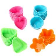 Bakerpan Silicone Small Mini Chocolate Holders, Truffle Cups, Candies, 24 Pack, 4 Colors and Shapes N2