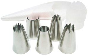Pridebit Cupcake/Cake Decorating Tips 5 Extra Large (4 Classic Tips+1 Ruffle Tip) Stainless Steel Piping Icing... N2