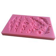 LYNCH Embroidered Art Deco Silicone Mold Sugar Craft DIY Gum Paste Baking Tools,Pink N4