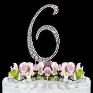 Rhinestone Cake Topper Number 6