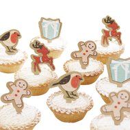Ginger Ray Vintage Noel Mince Pie/Cupcake Sticks Christmas Decorations, Mixed N2