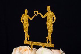 LOVENJOY Gift Box Pack Mr and Mr Gay Same Sex Silhouette Wedding Birthday Cake Topper (5.1-inch, Black) N6