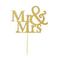 20 Pcs Gold Glitter Mr Mrs Cupcake Cake Toppers Pick Wedding Bridal Party N2