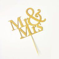 20 Pcs Gold Glitter Mr Mrs Cupcake Cake Toppers Pick Wedding Bridal Party N3