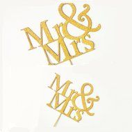 20 Pcs Gold Glitter Mr Mrs Cupcake Cake Toppers Pick Wedding Bridal Party N4