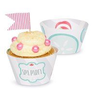 Little Spa Salon Makeover Party Supplies - Reversible Cupcake Wrappers (12)