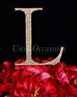 Unik Occasions Collection Crystal Rhinestone Wedding Cake Topper, Large, Letter L, Gold