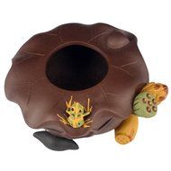 Chinese Yixing Zisha Handcraft Kungfu Tea Pet Decor Lotus Leaf Frog Fair Cup Home Decor