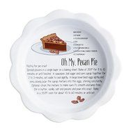 10" Fluted Ceramic Pie Dish with Printed Pecan Pie Recipe