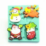 TANGCHU Silicone Christmas Snowman Santa Claus Reindeer Cake Mold Fondant Moulds Chocolate Mold Cake Decorating... N2