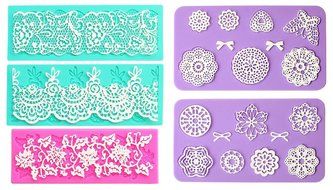 Embossing Lace Fondant Moulds, Multi Circle Flowers Lace Mat Wedding Cake Decoration Tool, Rattan Shaped Sugar... N4