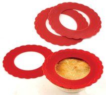 Set of 4 Mini Silicone Crust Shields - Protect Edge of 5" &amp; 6" Pies From Burning, Mini Pie Pan Shields. N3