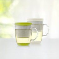 Emoi 12oz Teapot, Pyrex Glass Brewing Tea Cup, Tea Infuser Mug, Loose Leaf Flower Tea Maker w/ Strainer, Food... N4