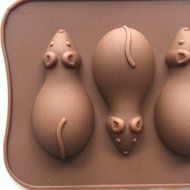 Always Your Chef 6-Cavity Silicone Little Mice Chocolate Candy Making Molds, Baking Cups for Jello, Gummy, Candle... N3