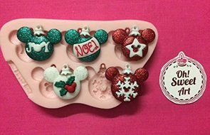 Christmas Ornaments Mickey Mouse,fondant, soap cupcake topper Cake Silicone Mold By Oh! Sweet Art FDA Approved...