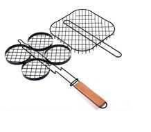 Lysport Carbon Steel Hamburger Grill Basket with Rosewood Handle N2