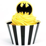 Batman Party Supplies - Cupcake Wrapper and Pick Kit