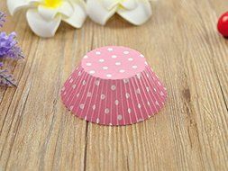 100 PCS Pink w/ White Polka Dot Premium Paper Cupcake Cups N4