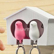 happu-store Home Decoration Lover Sparrow Key Ring Birdhouse Keychain Gadget Home Wall Hook Holder Whistle N2