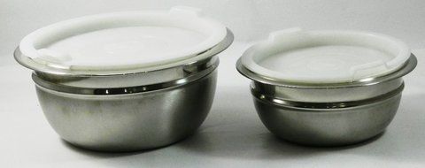 Stainless Steel 4-Piece Mixing/Storing Bowl Set with Lids (Blue) N17