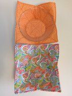 Bright Sherbert Paisley,handmade,Hot Cold Bowl Cozy,Microwave Bowl Cozie,Fabric Trivet, Hot pad,Pot Holder,Cotton...