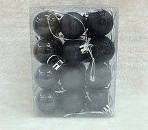 24Pcs Glitter Christmas Balls Baubles Xmas Tree Ornament Christmas Decoration Color : Black