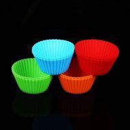 MassMall&reg; Set of 12 Coloured Silicone Cupcake / Muffin Cases 2.8"