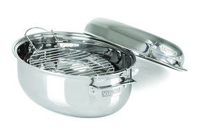 Viking Culinary 3-Ply Stainless Steel Oval Roaster with Metal Induction Lid and Rack, 9 Quart N5