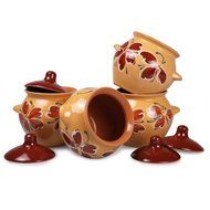 Set of 4 Floral Stoneware Ramekins