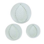 SODIAL(R) 3Pcs Veined Rose Leaf Fondant Cake Cutter Plunger--White N6