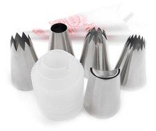 Pridebit Cupcake/Cake Decorating Tips 5 Extra Large (4 Classic Tips+1 Ruffle Tip) Stainless Steel Piping Icing... N3