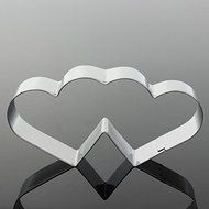 Stainless Steel Double Heart Cookie Cutter Cake Pastry Biscuit Mold Decoration Tool N2