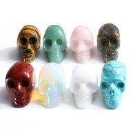JOVIVI Hand Carved Natural Gemstone Healing Reiki Skull Head Statue Figurine 1.5 inches w/Box (Turquoise) N34
