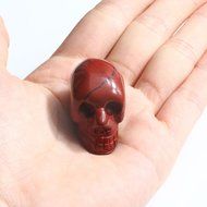 JOVIVI Hand Carved Natural Gemstone Healing Reiki Skull Head Statue Figurine 1.5 inches w/Box (Turquoise) N35