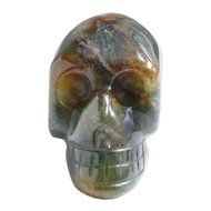 JOVIVI Hand Carved Natural Gemstone Healing Reiki Skull Head Statue Figurine 1.5 inches w/Box (Turquoise) N37