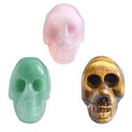 JOVIVI Hand Carved Natural Gemstone Healing Reiki Skull Head Statue Figurine 1.5 inches w/Box (Turquoise) N44