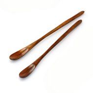 XH 4pcs Hand-made Samak Wood Slender Handle Mixing Spoon for Coffee Tea Milk (light color) N2