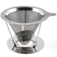 Pour Over Coffee Dripper Cone Made of Food Grade Stainless 18/8 Steel, Reusable Paperless Double Mesh Filter,... N5