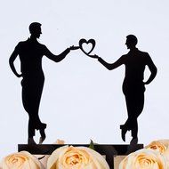 LOVENJOY Gift Box Pack Mr and Mr Gay Same Sex Silhouette Wedding Birthday Cake Topper (5.1-inch, Black) N7